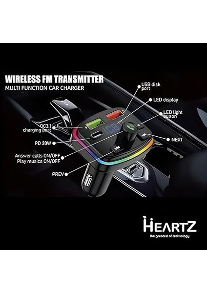 Fm Transmitter Modulator Araç Fast Quıck Charge Hızlı Şarj Flash Bellek Micro Sd Mp3 Player 12-24 V Pd 20W Yüksek Kalite (Pd 01) modelleri