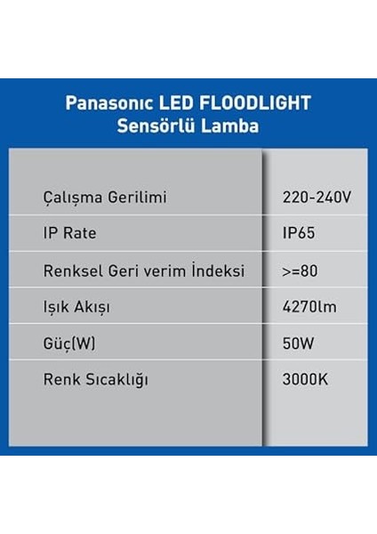 LED Projektör Sensorlü, Sıcak Beyaz Işık 50W 4270LM 3000K fırsatları