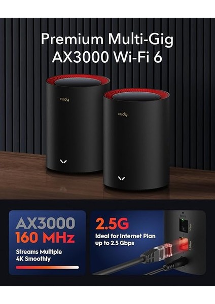 AX3000 2,5g Wi-Fi 6 Mesh Sistemi Wi-Fi 6, 2,5 G Wan, Backhaul Ethernet, 1gig+ Internet, Wireguard, Openvpn, Zerotier, Cloudflare, Ddns, 2023 Yayın M3000 3-Pack fiyatları