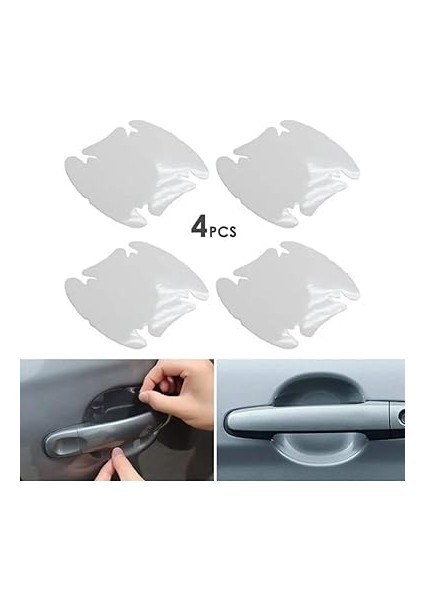 Şeffaf Çizik Koruyucu Bant, Araba Kapı Tutma Yeri Koruyucu, Dayanıklı ve Su Geçirmez, Kolay Uygulanabilir, Çizik Önleyici 4 Adet Şeffaf Bant, Tüm Araç Modelleri ile Uyumlu modelleri