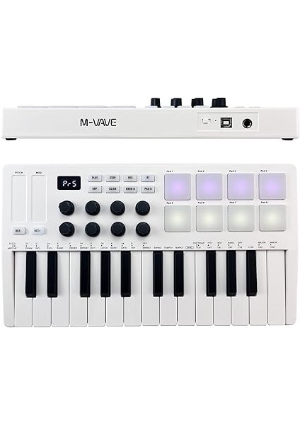 Tuşlu Mıdı Kontrol Klavyesi Mini Taşınabilir USB Klavye Mıdı Kontrol Cihazı, 25 Hıza Duyarlı Tuşlu 8 Rgb Arkadan Aydınlatmalı Pedler 8 Düğme fiyatları