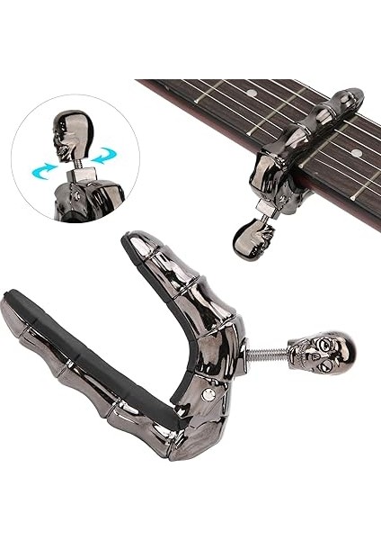 Gitar Ayarlanabilir Sızdırmazlık Kaymaz Metal Kapo Kauçuk Pedli Halk Gitarı Elektro Gitar Akustik Gitar Ukulele Için (Siyah) indirimleri