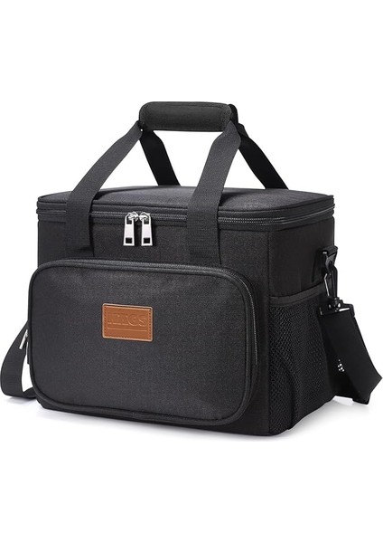 Termal Çanta, Soğuk Sıcak Tutucu Yalıtımlı Beslenme Çantası, Soğutucu Buzluk Yemek Çantası 15L - Siyah