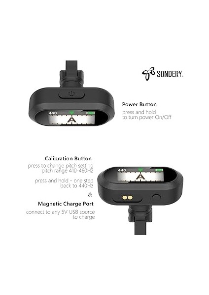 Clip-On Akort Cihazı, Tft Ekran, Şarj Edilebilir, Gitar, Ukulele, Keman Bas, Tüm Enstrümanlar Için, Kromatik 410 – 460 Hz Kalibrasyon, Güçlü Işıkta Iyi Okunabilir fiyatları