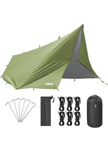 Su Geçirmez Tarp Tente Gölgelik Örtü, 4 Mevsim Taşınabilir Örtü Branda Çok Işlevli Outdoor Açık Hava Kamp Seyahat Tente Branda Barınak Yağmurluk, Güneşlik Gölgelik Çadır 300X400 cm - Yeşil