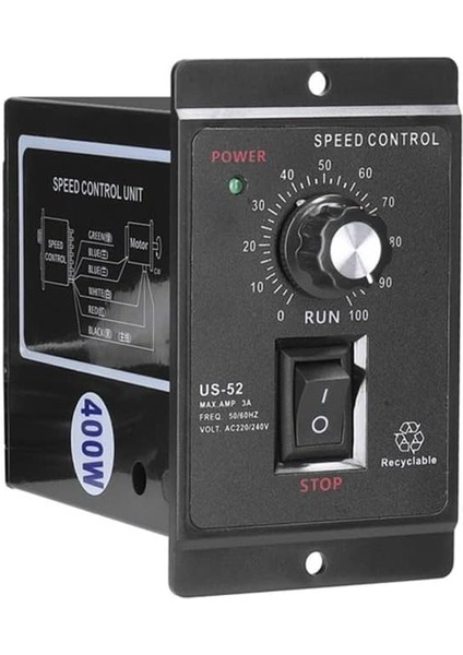 400W Motor Hız Ac 220V Motor Hız Regülatörü Cihazı Ileri ve Motor Kontrolörü