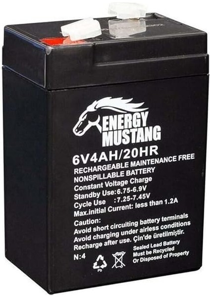 Volt 4 Amper Akü Orbus-Mustang 70 * 48 * 101 MM.-568 Gram modelleri
