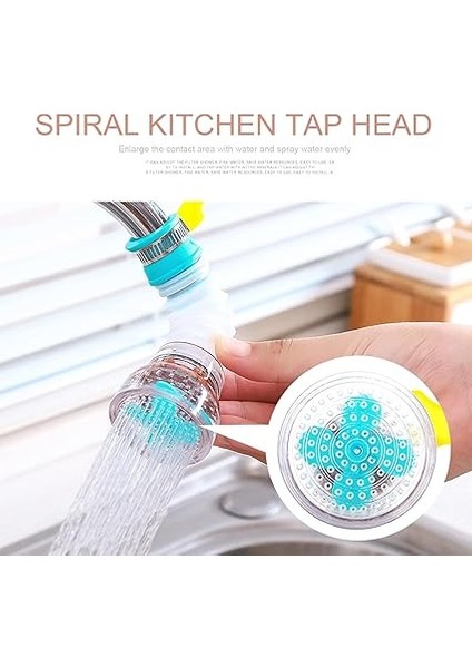 Pervaneli 360° Döner Mutfak Musluk Başlığı | Su Tasarruflu Filtreli Musluk Ucu | Sıçrama Önleyici, Klor Filtreli, Esnek Musluk Aparatı - 16-23 mm Musluklara Uyumlu indirimleri