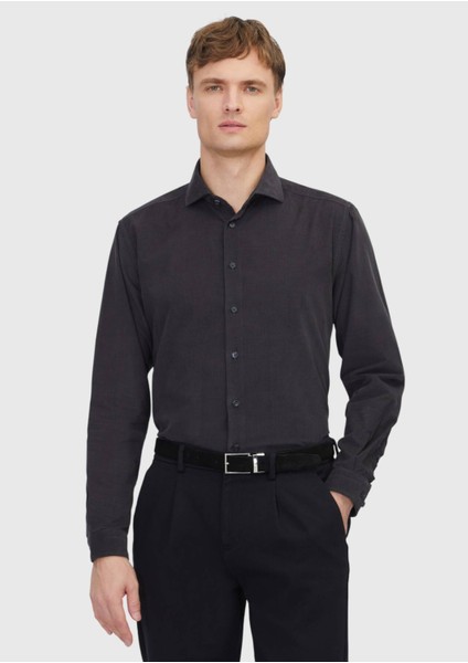 Antrasit Düz Dokuma Kadife Casual %100 Pamuk Gömlek modelleri