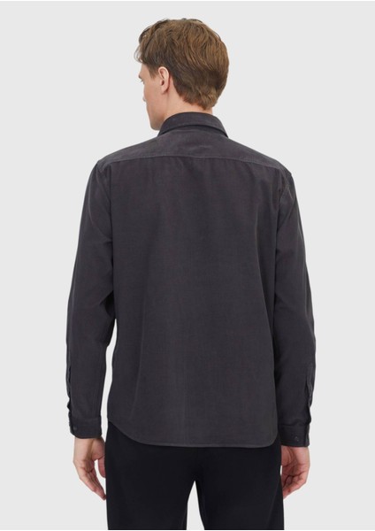 Antrasit Düz Dokuma Kadife Casual %100 Pamuk Gömlek fırsatları