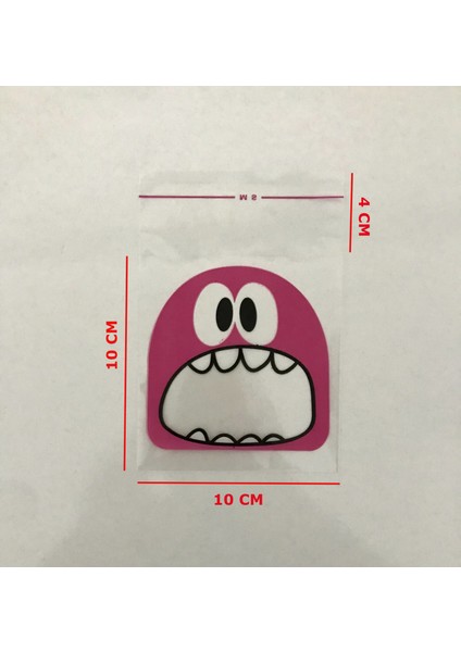 200 Adet 10X14 cm Karışık Renk Canavar Figürlü Bantlı Yapışkanlı Şeffaf Opp Jelatin Poşet, Kurabiye Poşeti modelleri