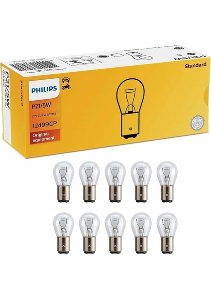 P21/5W 12V BAY15D Stop/park Lambası, 10'lu Paket, 12499CP