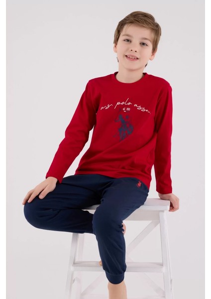 U.s. Polo Assn Uzun Kol Pijama Takım US2233-4 Kırmızı
