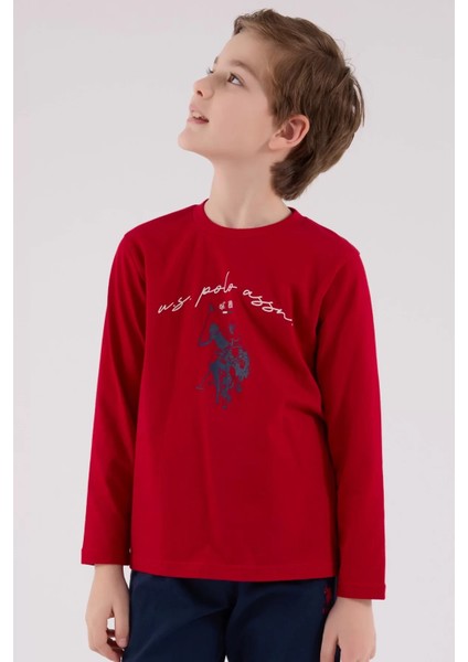 U.s. Polo Assn Uzun Kol Pijama Takım US2233-4 Kırmızı modelleri