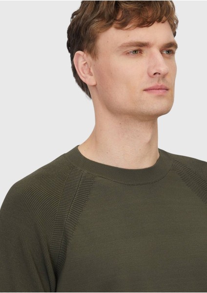 Haki Bisiklet Yaka Jakarlı Triko Kazak modelleri