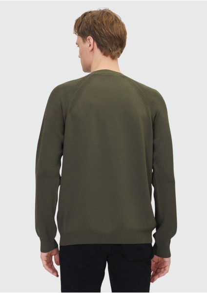 Haki Bisiklet Yaka Jakarlı Triko Kazak indirimleri