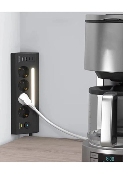 LP764 Çoklu Gece Lambalı Priz Yüksek Gerilim Korumalı 4’lü Priz 2xusb 2xtype-C Çıkışlı G modelleri