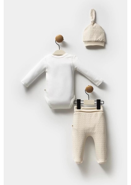 Moi Noi Şapkalı Badi Pantolon Takım MNB5314 Bej modelleri