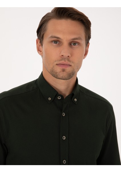Erkek Koyu Haki Regular Fit Uzun Kollu Gömlek 50311308-VR111 fiyatları