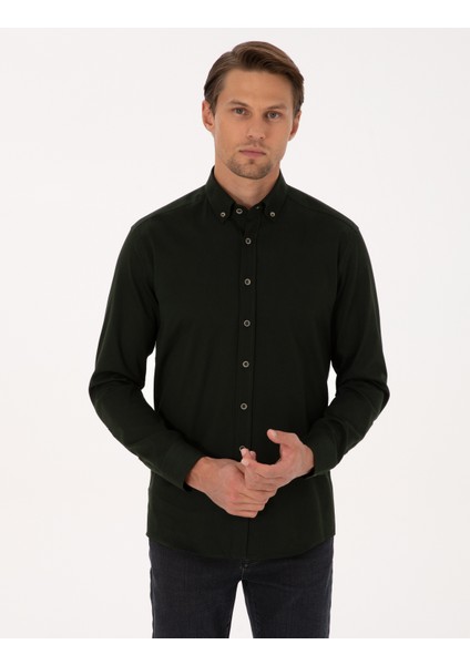 Erkek Koyu Haki Regular Fit Uzun Kollu Gömlek 50311308-VR111 modelleri