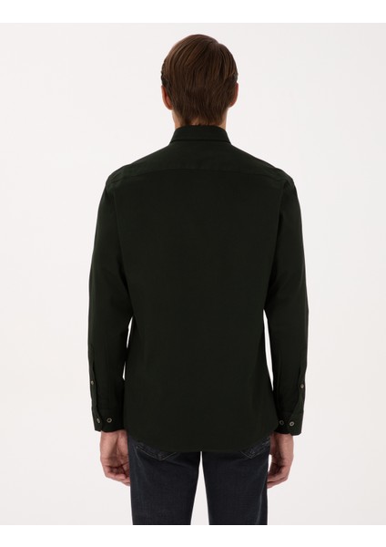 Erkek Koyu Haki Regular Fit Uzun Kollu Gömlek 50311308-VR111 indirimleri