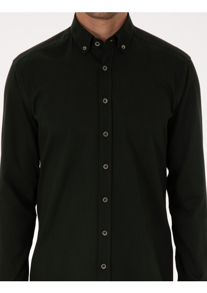 Erkek Koyu Haki Regular Fit Uzun Kollu Gömlek 50311308-VR111