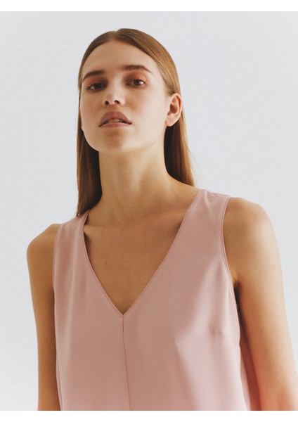 Kolsuz V Yaka Bluz Pudra K2013106_055 modelleri