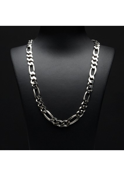 250 Mikron Rodyum Figaro Gümüş Zincir
