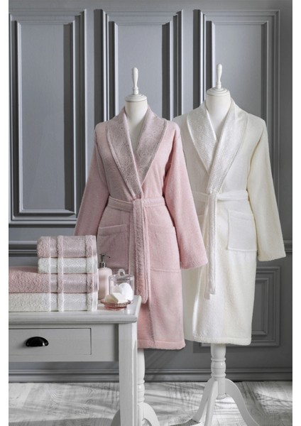 Dori Aile Bornoz Seti 6 Parça Pudra-Krem