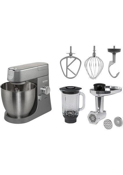 Chef Hamur Makinesi Planetaria KVL4170S, Gümüş Karıştırma Makinesi + Mikser + Kıyma Makinesi 6.7 Gri