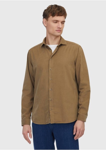 Vizon Düz Dokuma Kadife Casual %100 Pamuk Gömlek modelleri