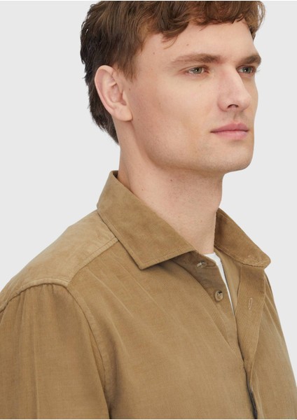 Vizon Düz Dokuma Kadife Casual %100 Pamuk Gömlek fırsatları