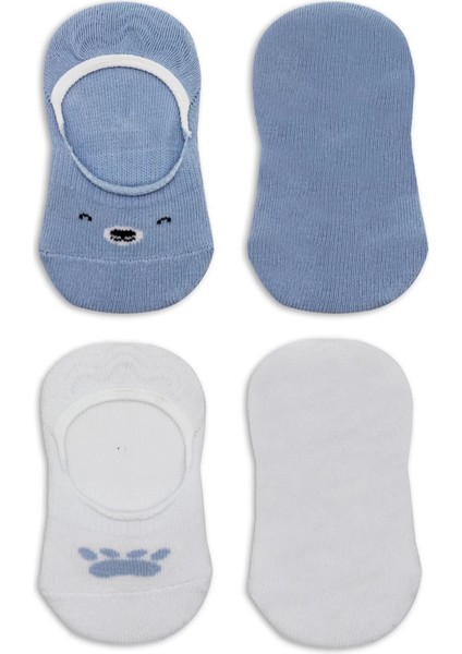 Bistyle 2'li Babet Cute Face Penye Çorap 30103 Mavi-Beyaz fırsatları