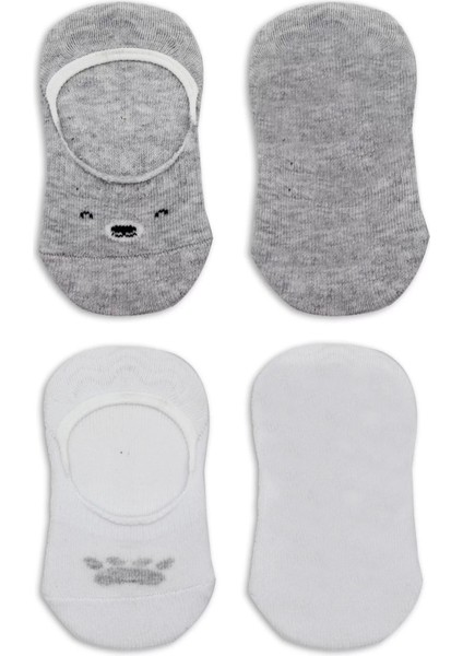 Bistyle 2'li Babet Cute Face Penye Çorap 30103 Gri Beyaz fırsatları