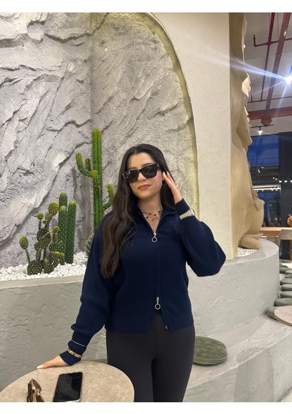 Çift Yönlü Fermuar Detaylı Triko Hırka modelleri