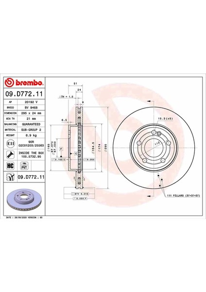FREN DISKI ON MERCEDES W177 W247 C118 A2474210312 (2 ADET)