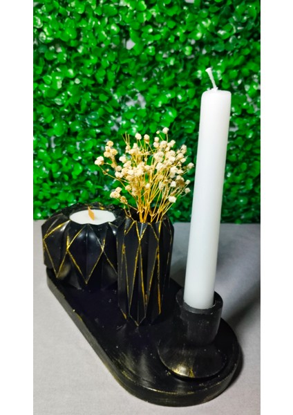 El Yapımı 4 'lü Beton Dekor Set (Siyah) fiyatları