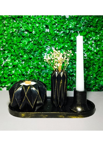 El Yapımı 4 'lü Beton Dekor Set (Siyah) modelleri