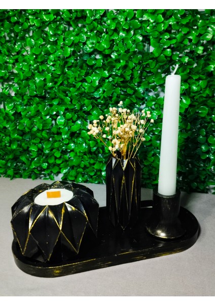 El Yapımı 4 'lü Beton Dekor Set (Siyah) fırsatları