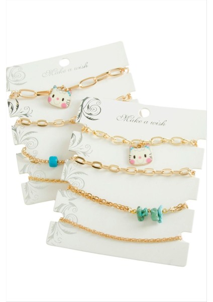 4 Adet Kedi Trend Zincir Bileklik