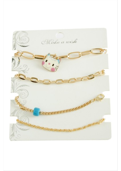 4 Adet Kedi Trend Zincir Bileklik modelleri