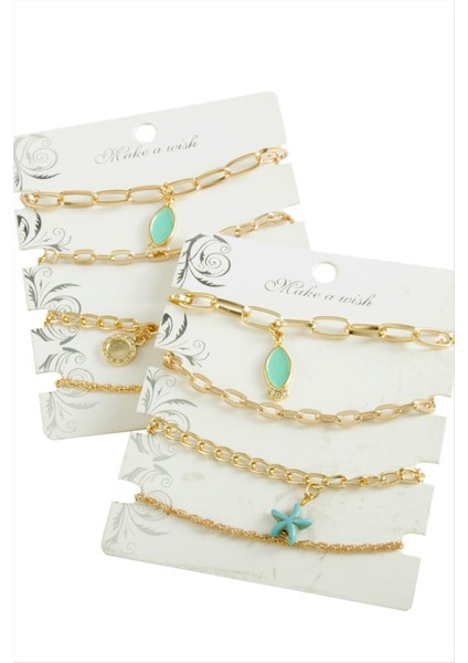 4 Adet Oval Trend Zincir Bileklik fiyatları