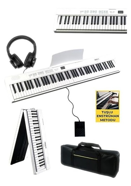 PLX-80WHST Taşınabilir Katlanır Dijital Piyano Tuş Hassasiyetli 88 Tuş Bt (Stand Sustain Kulaklık Çanta Metod) fiyatları
