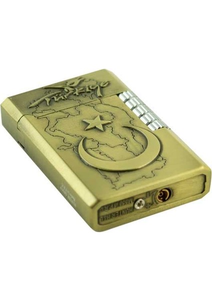 Kendinden Kabartmalı Ay Yıldız Türkiye Haritası Desenli Metal Gazlı Çakmak 1 Adet modelleri