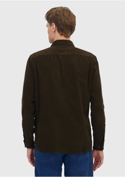 Haki Düz Dokuma Kadife Casual %100 Pamuk Gömlek indirimleri
