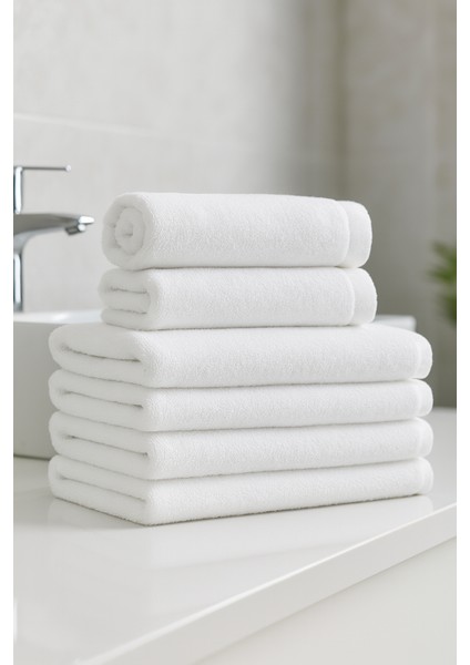 Beyaz Banyo Havlusu 10 Adet 70X140 cm 420 Gram Otel Havlusu %100 Pamuk