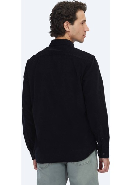 Siyah Çizgili Regular Fit Dokuma Kadife Casual %100 Pamuk Gömlek indirimleri