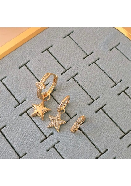 Taşlı Balon Yıldız Üçlü Çelik Küpe indirimleri