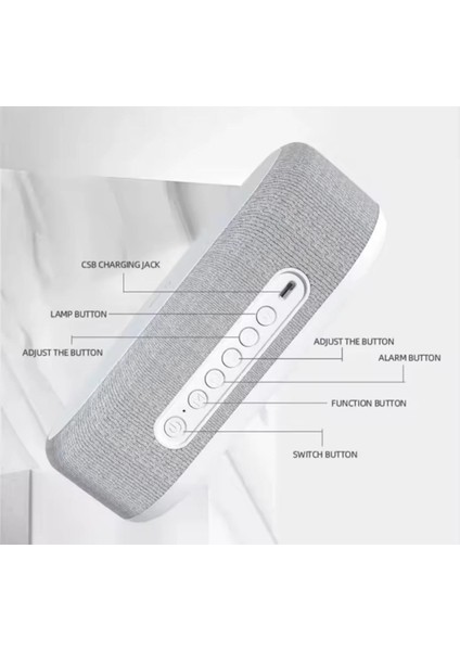 Alarm Saatli Kablosuz Şarj Cihazı LED Işıklı Bluetooth Hoparlör modelleri