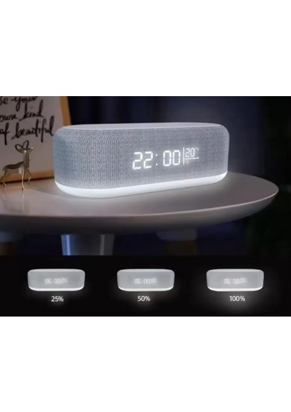 Alarm Saatli Kablosuz Şarj Cihazı LED Işıklı Bluetooth Hoparlör fırsatları